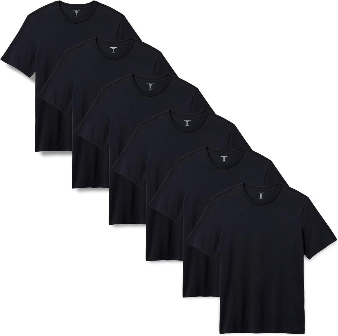 Amazon Essentials Men's Regular-Fit Short-Sleeve T-Shirt, Pack of 6 (Black, XL)