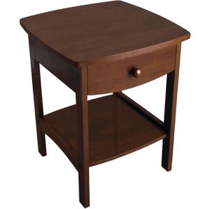 Winsome 22 x 18 x 18-Inch Wood Curved End Table/Night Stand with One Drawer, Brown (94918)