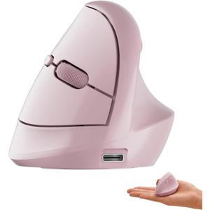DAREU Ergonomic Vertical Wireless Mouse for Small Hands,2.4GHz / BT Dual Mode, Optical Vertical Mice with 64 Ergonomic Design, Type-C Rechargeable Silent Click,3 Device Connectivity for PC/Laptop