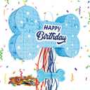 Dog Bone Pinata for Puppy Birthday Party Decorations, Pull String Pinata for Dog Themed Party Supplies, Blue Bones (16 x 10 x 3 inches)