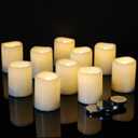 DRomance Flameless Votive Candles with 6 Hour Timer, Battery Operated White LED Flickering Small Pillar Tealight Candles Bulk 1.5" D x 2" H Set of 10 Warm Light Indoor Wedding Christmas Holiday Decor
