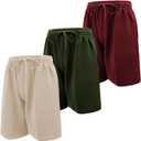 Andrew Scott Mens Cotton Knit Athletic Gym Shorts | Work Out Jogger Sweat Shorts with Drawstring & Pockets - Pack of 3 (XX-Large, Duffle Bag Green | Maroon)