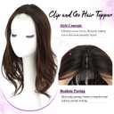 Fine Plus 18 Inch Hair Topper for Women with Thinning Hair, Synthetic Clip-in Hair Topper with Natural Body Wavy Texture Covers Gray Roots and Adds Volume Perfect for Daily Wear Parties and Vacation