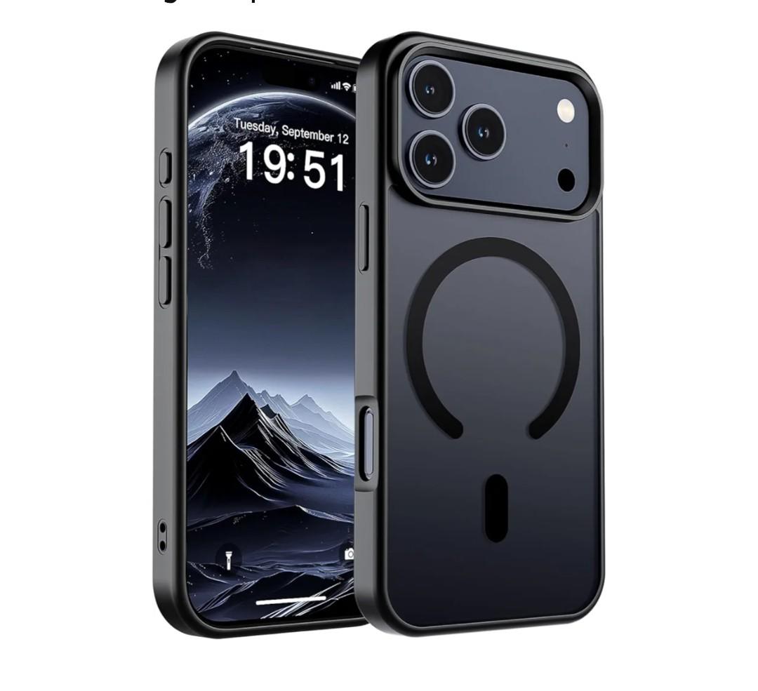 Magnetic for iPhone 17 Pro Case (Compatible with MagSafe)(Military Grade Drop Protection) Translucent Matte Shockproof with Anti-Fingerprint Phone Cover,Black