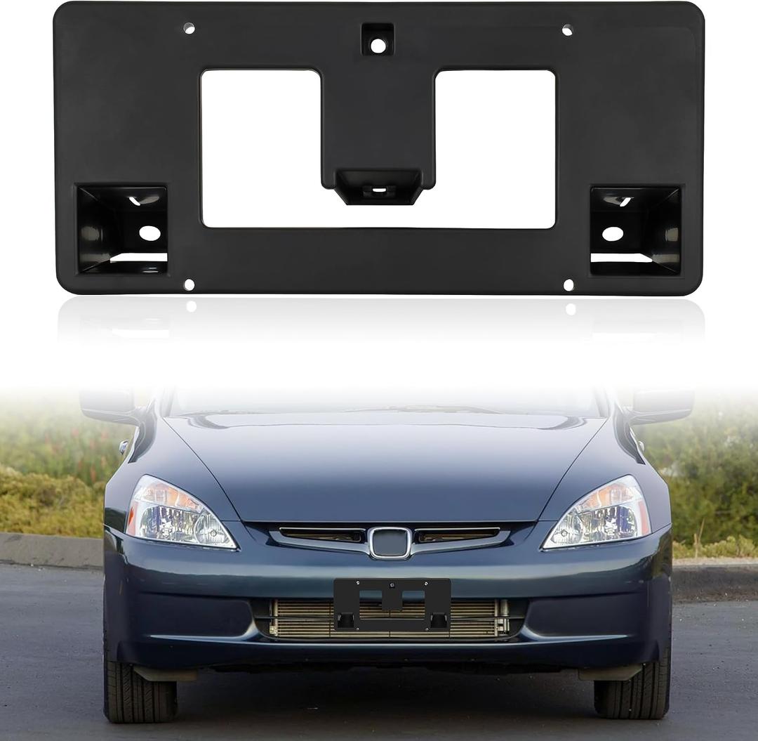 Front License Plate Frame for Honda Accord 4dr 06-07, Black Front Bumper License Plate Bracket Holder Cover for Honda Accord 4dr 2006 2007 Accessories (1PCS, Replace #71145-SDA-A10)