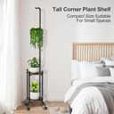 VyGrow Plant Stand Indoor, 2 Tier Hanging Tall Plant Shelf with Wheels, 3 Potted Corner Flower Stand Metal Plant Holder, Plant Shelves for Living Room, Bedroom, Patio, Outdoor, Black