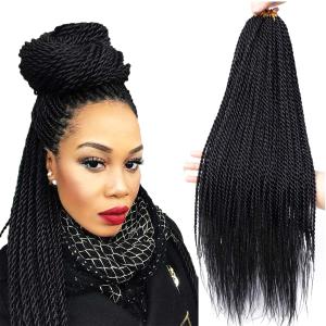NAYOO Senegalese Twist Crochet Hair - 8 Packs 26 Inch Crochet Hair For Black Women, 35 Strands/Pack Small Twist Crochet Braids Hair Hot Water Setting, Pre-Looped Crochet Braiding Hair(26 Inch, 1B)
