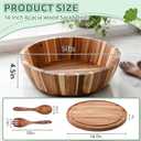 Geiserailie 14" Extra Large Acacia Wood Salad Bowl Set, 2-in-1 Serving Bowl