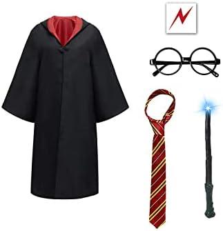 QXFQJT Wizard Costume Set 2PCS,Halloween Masquerade Party Harry Costume Cosplay Accessories