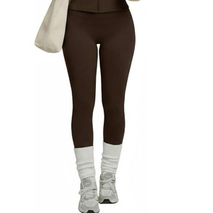 Women Workout High Waist Leggings (Large, Brown)