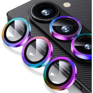 WSKEN for Z Fold 6 Camera Lens Protector Case Cover, Ultra HD Tempered Metal Glass Anti Scratch Rear Camera Screen Protector Shockproof Film for Samsung Galaxy Z Fold 6 5G 2024 Accessories,Colorful