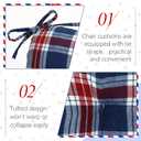 Geetery 4 Pcs Outdoor Plaid Chair Cushions with Ties for Dining Chairs Scottish Plaid Decorative Seat Cushions for Kitchen Patio Home Living Room, 15 x 16'' (Navy and Red)