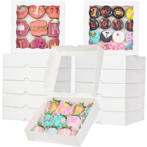 TEMLQPACK 15pcs 8x8x2 Inches White Bakery Boxes for Christmas - Cookies, Chocolate Covered Strawberries, Cakesickles, Brownies, Chocolate Truffles