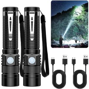 Pocket EDC Flashlight Rechargeable - 4.9inch & Emergency One Click SOS, Super Bright Small LED Flashlight 3Hr USB-C Fast Charging, Waterproof Portable Small EDC Flashlight for Home, Camping, Hiking