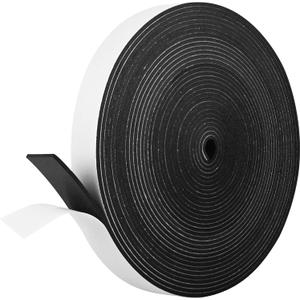 Kikerike Self Adhesive Foam Tape Weatherstrip 1In x 1/8In x 40Ft High Density Foam Insulation Strips Seal Weather Stripping with Strong Adhesive for Door and Window Sound Isolation Soundproofing