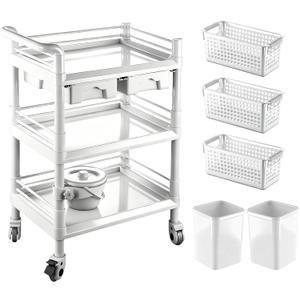 3-Tier Medical Rolling Cart with Drawers & Accessories, 330 lbs Capacity Mobile Utility Cart for Hospital, Clinic & Home, Crash Cart, Ultrasound & Procedure Trolley