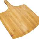 Outset Pizza Peel, Extra Large Bamboo Pizza Paddle, 18" x 14", Tan, 18" X 14" XL Bamboo Peel