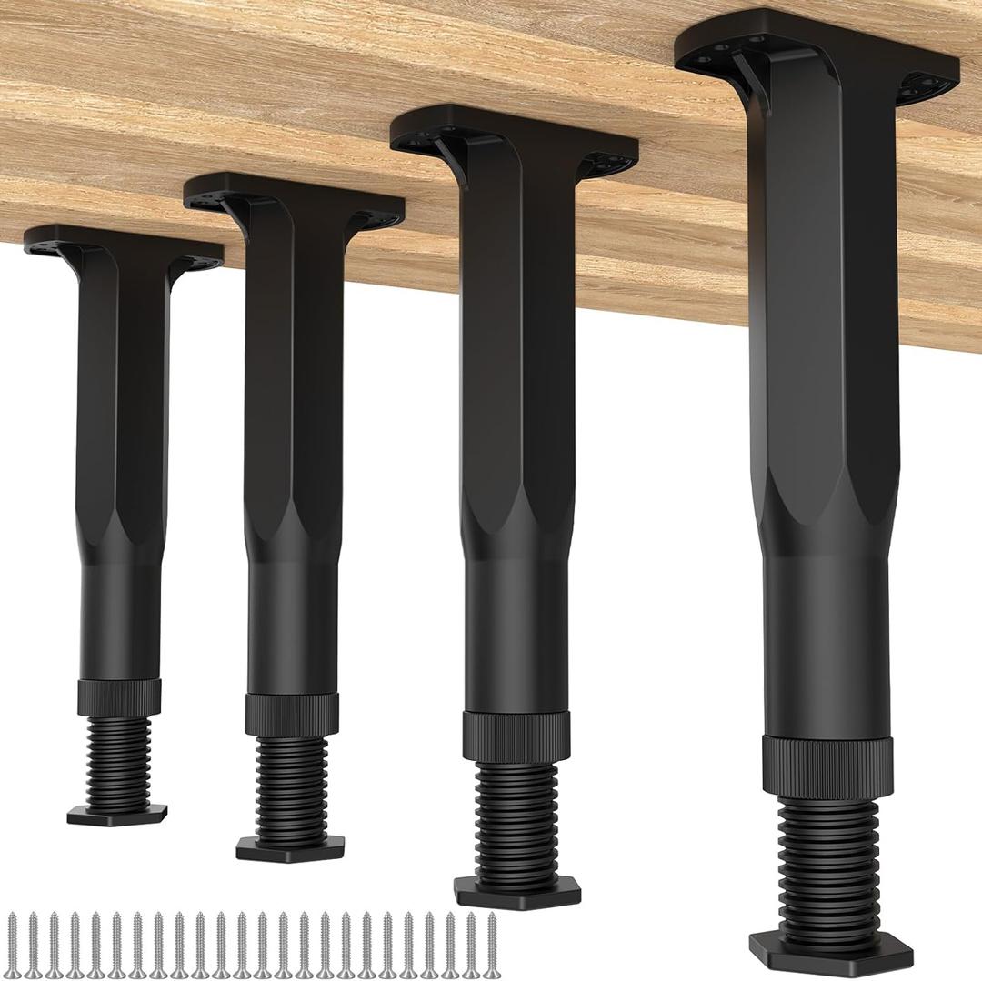 Replacement Bed Slats Support Legs, Adjustable Height 8.3-14.5 Inch Bed Center Support Leg for Queen King Beds, Adjustable Sofa Furniture Legs, Heavy Duty Furniture Risers, 4 Pack