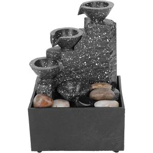 Tabletop Fountain, Desktop USB Small Water Fountains Indoor Waterfall Fountain Mini Waterfall, with Irregular Stones and Decorative LED Lights, for Indoor Home Office Table Decoration