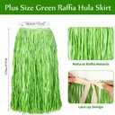 Mepase Plus Size Hula Skirt for Adults Women Simulation Raffia Grass with Flowers 54" x 30" Adjustable Hawaiian Skirt(Green,Fresh)