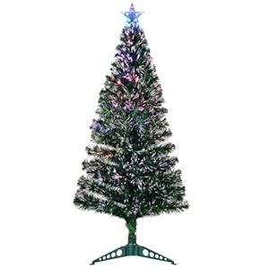 6FT Fiber Optic Green Christmas Tree Artificial Tree with Stand, Pre-lit Full Xmas Tree with Top Star Perfect for Indoor Holiday Decoration