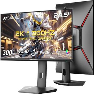 SANSUI 24.5 Inch Gaming Monitor 300Hz, QHD 25601440 Computer Monitor, 1ms Fast IPS Panel with 2 HDMI + 2 DP Ports, 130% sRGB Eye Care VESA Support (DP Cable Included ES-G25F6Q Pro)