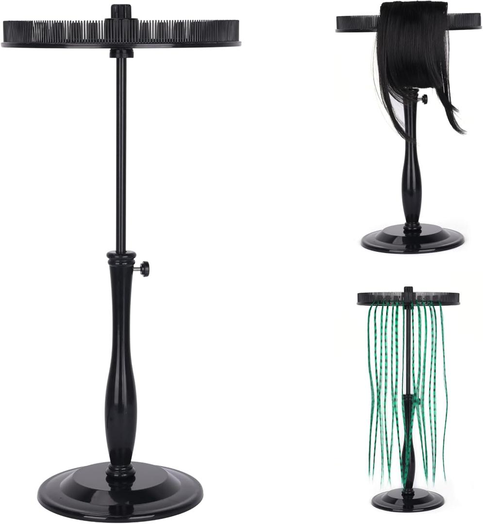 Hair Extensions Stand - Storage and Ensuring Your Hair Stable. Applied to Clip Hair Extensions, Colors Hair Tinsel, Bangs, etc. Multifunctional Extension Stand is Suitable for Family and Travel (Black)