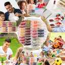 3 x 20 Sets Snack Condiment Containers with Lid, Disposable Double 2 compartments Dipping Container Refrige, Reusable Takeaway Sauce Dip Case Storage for Outdoor Sampling Travel Picnic Take-out (20)