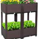 D'vine Dev Raised Beds - Elevated Garden Box with Drainage Plug, Standing Planter Beds for Vegetable/Flower/Herb Gardening Kit, RGB-4