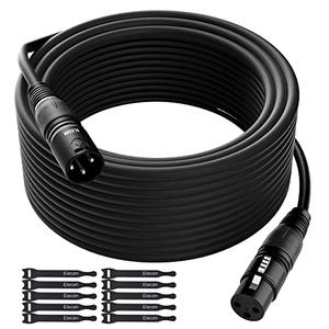 XLR Cable Microphone Cable 50 Feet, Elecan Heavy Duty Balanced XLR Speaker Cable (From 25-200FT) 3-Pin Shielded Male to Female Mic Cord, DMX Stage Lighting Patch Cable for Speaker Systems Mixer+10 Ties