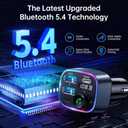 Syncwire Bluetooth 5.3 FM Transmitter Car Adapter 48W(PD 36W & 12W) [Light Switch] [Hi-Fi Deep Bass] [Fast Charging] Wireless Radio Music Adapter LED Display Hands-Free Calling Support USB Drive