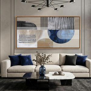 Beige Framed Canvas Wall Art, Minimalist Wall Decor Print In Neutral Tones, Blue Abstract Wall Pictures for Living Room And Bedroom Decor Accent Piece Modern Artwork for Walls 20×40IN