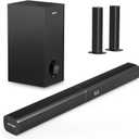 Wohome 2.1 Sound Bar for Smart TV with 5 Inches Wired Subwoofer, 140W, 2 in 1 Detachable Soundbar with RGB-IC Backlight, Bluetooth 5.3, Optical, AUX, USB Input, Bass Adjustable, Remote/Button Control