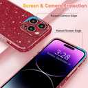 Hython Case for iPhone 14 Pro Case Glitter Cute Sparkly Shiny Bling Sparkle Phone Cases 6.1", Thin Slim Fit Soft TPU Bumper Shockproof Rubber Protective Cover for Women Girls Girly, Red