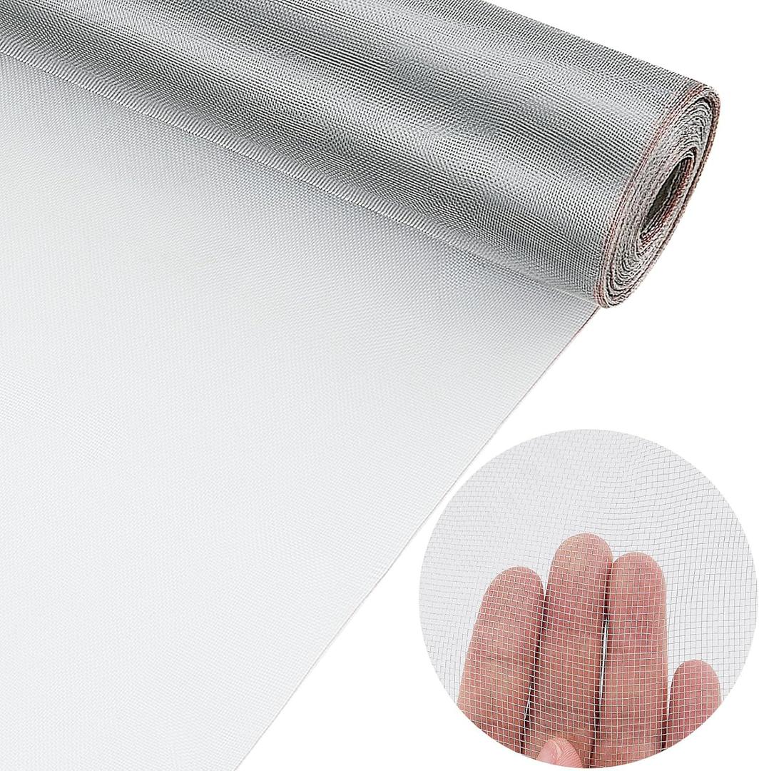 Blulu 304 Stainless Steel Mesh 40 Inch x 98 Feet Metal Mesh Screen Window Woven Screen Mesh Roll Easy to Cut for Door Balcony Porch Cabinets Poultry Netting Cage Fence, 20 Mesh 0.15 mm Wire Dia