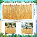 Luau Party Decorations, Grass Table Skirt for Tropical Hawaiian Party Decorations, Flower 72.8'' X 29.5'' Hawaiian Luau Party Favors & Aloha Summer Beach Themed Party Decorations Suppplies