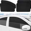 XCBYT 4-Pack Magnetic Car Window Shades for Camping Privacy - 100% Blackout Side Window Covers (Metal Frames Only) - UV Protection Sun Shade for Baby Sleeping - Universal Fit Automotive Curtains (Smooth Blackout (4-Pc Set))