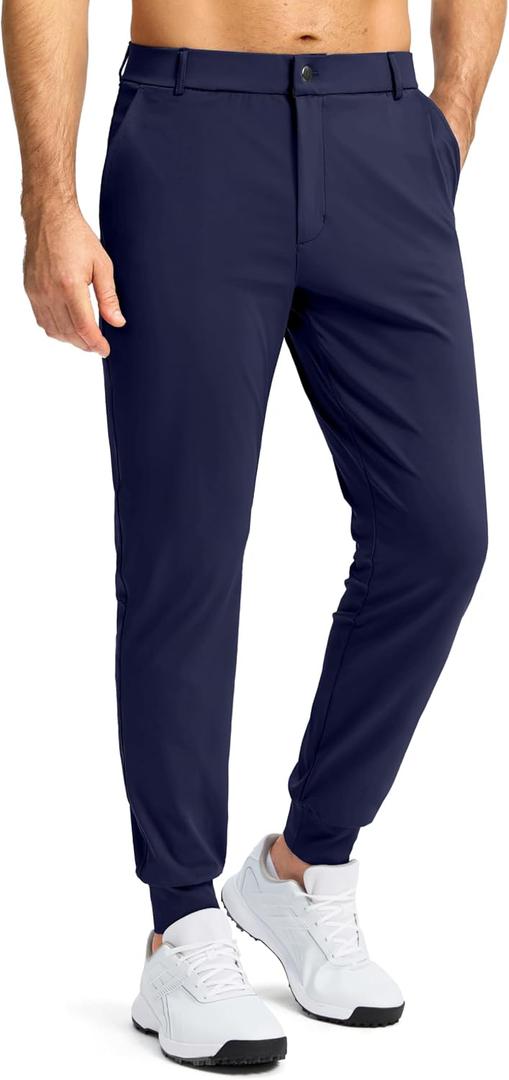 G Gradual Men's Stretch Golf Joggers with 3 Pockets Slim Fit Sweatpants Work Dress Casual Pants for Men with Belt Loops (Blue, XL)