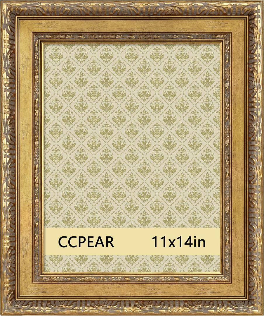 11x14 Vintage Picture Frame Gold,Classical Antique Frame Wide Lines