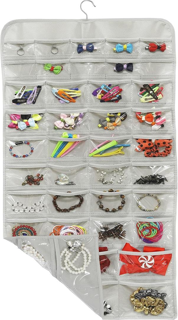 Simple Houseware Hanging Jewelry Organizer 80 Pocket, Grey Simple Houseware Hanging Jewelry Organizer 80 Pocket, Grey