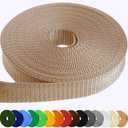 TECEUM 3/4" & 5/8" & 1" & 1.5" & 2" Webbing  10 25 50 Yards  40+ Colors  Heavy Duty 1 Inch 1.5 Inch 2 Inch Backpack Straps  Webbing for Outdoors Indoors Crafting DIY (Beige)