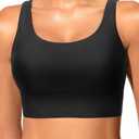 Yonique Women Sports Bra Bikini Top Swim Bra Athletic Swim Top Scoop Neck Bathing Suit (XX-Large, Black)