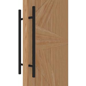 Matte Black Round Barn Door Handles 12"/16"/18"/24"/36"/48"/59'', Pull Push Long French Door Handle Double Sided, Large Front Exterior Shower Door Pull Handles