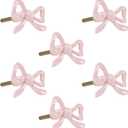 Metal Pink Bow Style Drawer knobs and pulls, Set of 6, for Cabinet Drawers, Dresser, Wardrobe- Easy to Install, Charming Design