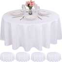 Kesfey 4 Packs White Round Table Cloths 90 Inch White Polyester Circle Bulk Linen Tablecloth Wrinkle Resistant Tablecloths Washable High Density Fabric Tablecovers for Wedding Camping Banquet Parties