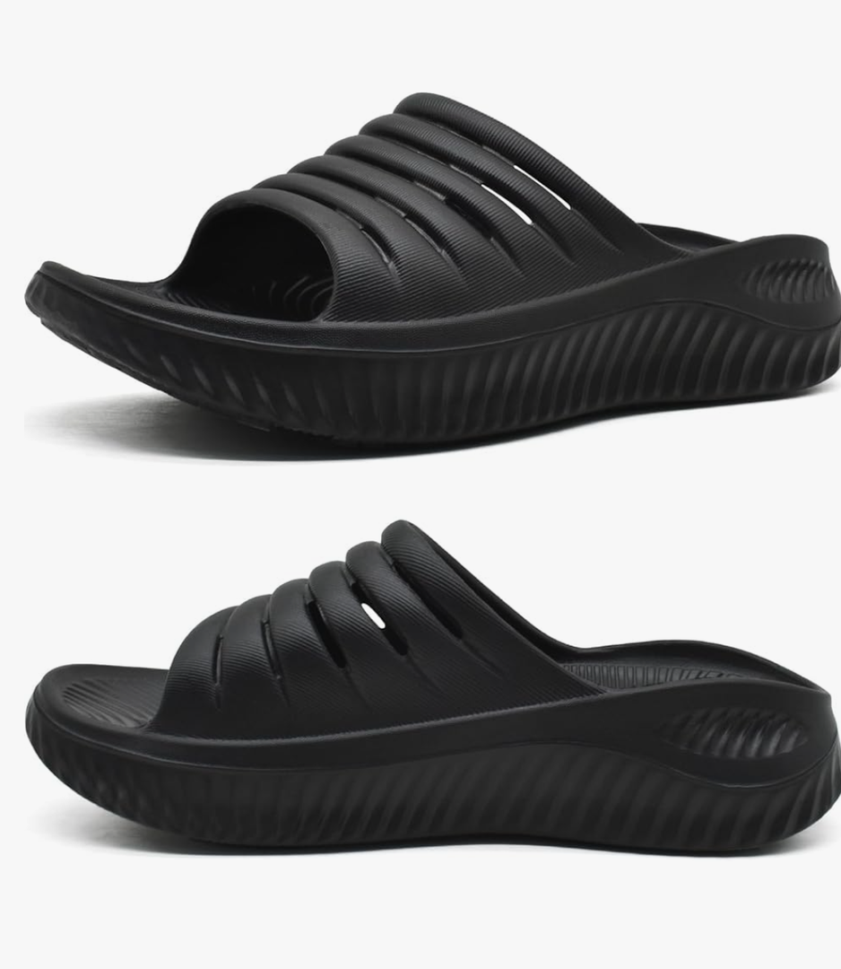 KuaiLu Womens Recovery Sandals With Comfortable Plantar Fasciitis Support,Ladies Orthotic Open Toe Sport Slides Thick Cushion Reduces Stress on Feet,Joints & Back Post-Exercise, 13 M