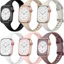 Lerobo Thin Slim Bands Compatible with Apple Watch 40mm 38mm 44mm 45mm 46mm 42mm 41mm 49mm SE iWatch Bands Ultra Series 10 9 8 7 6 5 4 3 2 1 for Women Men,Soft Narrow Sport Strap Wristband (Black/ Nude/ Starlight/ White/ Sand Pink/ Smoke Violet)