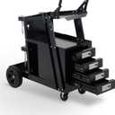 Garvee Welding Cart with 4 Drawers Utility Cart on Wheels for MIG Welder TIG Welder and Plasma Cutter, Heavy Duty Storage 360 Rolling Welding Trolley, Welders Tool Kit Cart, Black