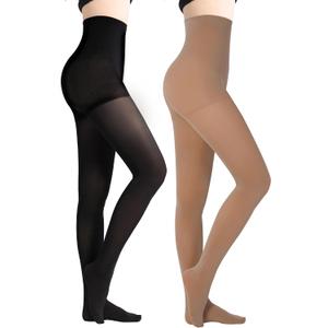UISLII Tights for Women, 2-4 Pairs 70D Opaque Pantyhose Control Top Tights, Black Soft Stockings for Elegance Women, S-M