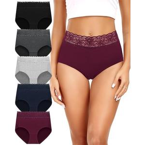 Altheanray Womens Underwear Cotton Panties for Women High Waisted Lace Ladies Briefs Hipster Breathable Soft Bikini Panty Medium